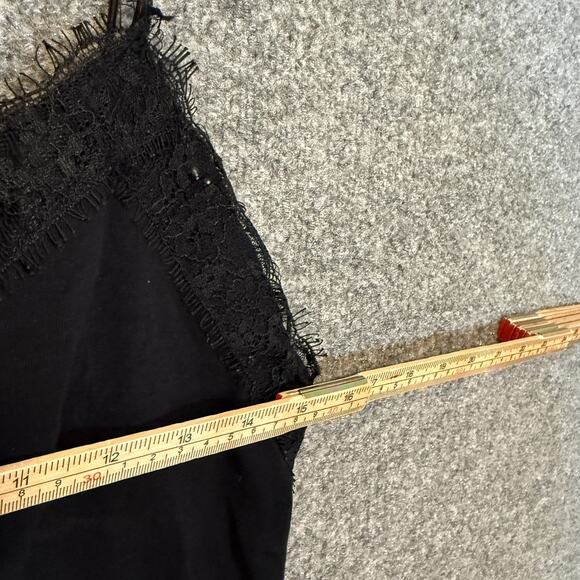 Minimalist Camisole Top Women Small Black Lace Trim Spaghetti Strappy Grunge Y2K - Picture 6 of 6